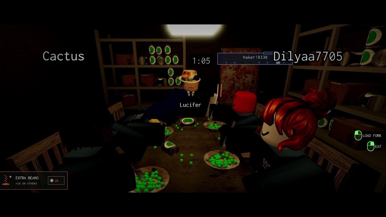 Customized test subjects playing the Table Manners round